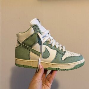 Nike Dunk Denim Green and White Leather High-Tops